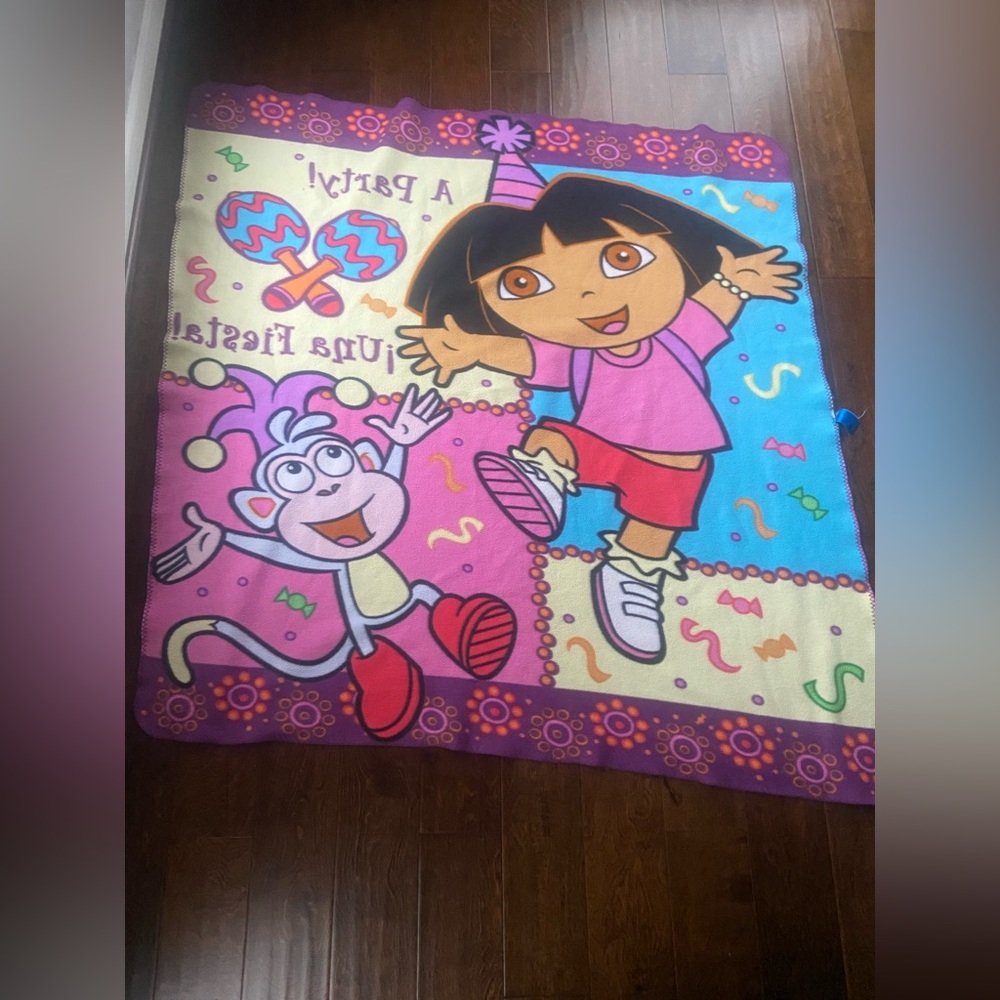 Vintage 2004 Dora the Explorer “Una Fiesta” “ A Party” blanket - Picture 6 of 7